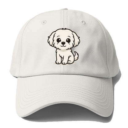 maltese pure white fluffy sitting pose portrait design Hat