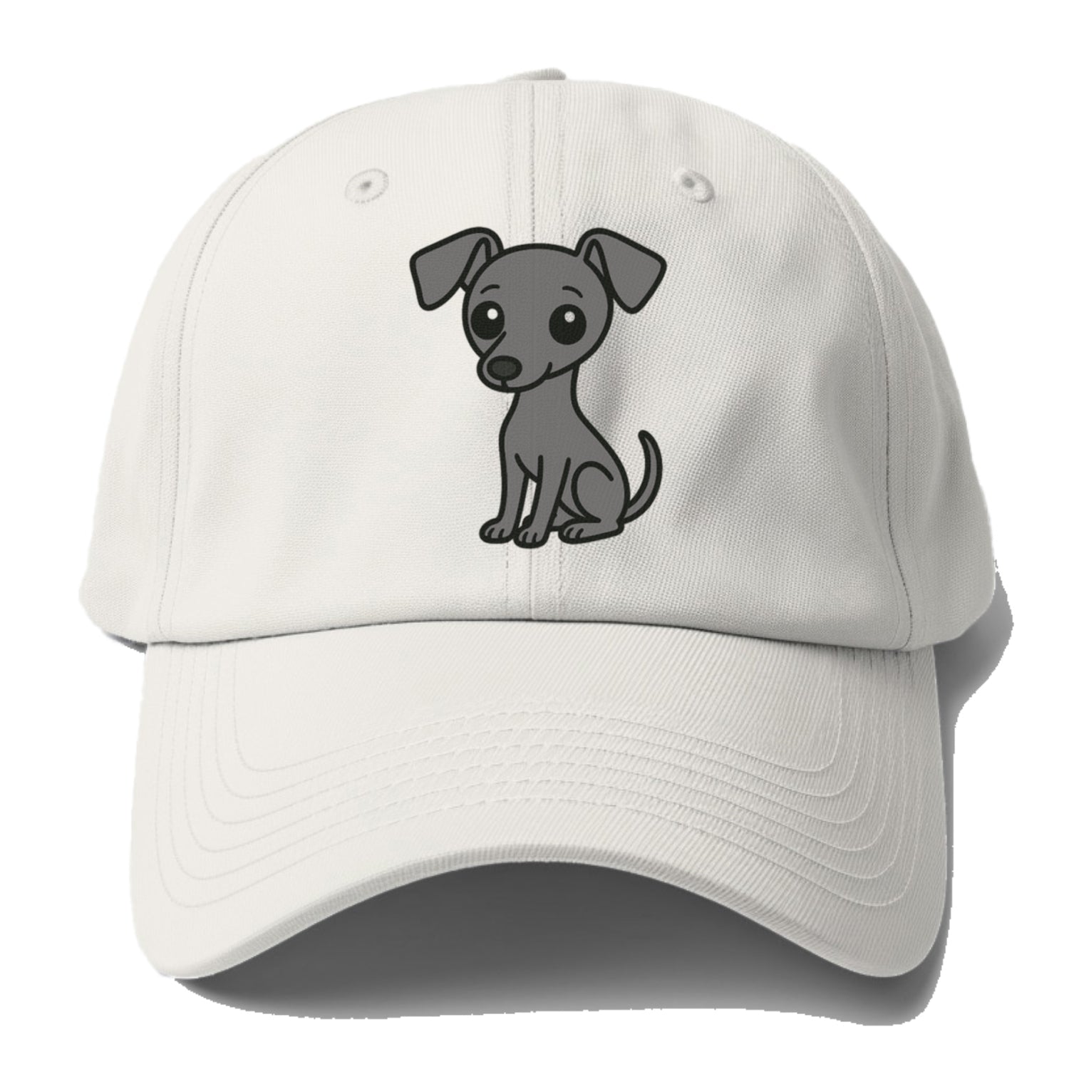 italian greyhound gray sitting pose with thin build portrait design Hat