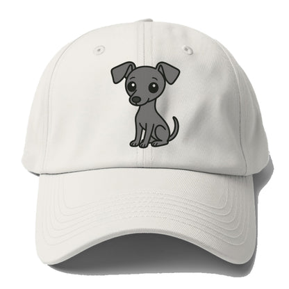 italian greyhound gray sitting pose with thin build portrait design Hat