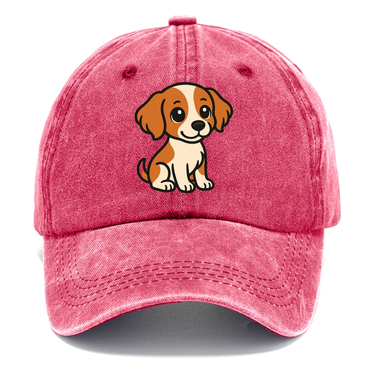 brittany spaniel orange and white sitting pose portrait design Hat
