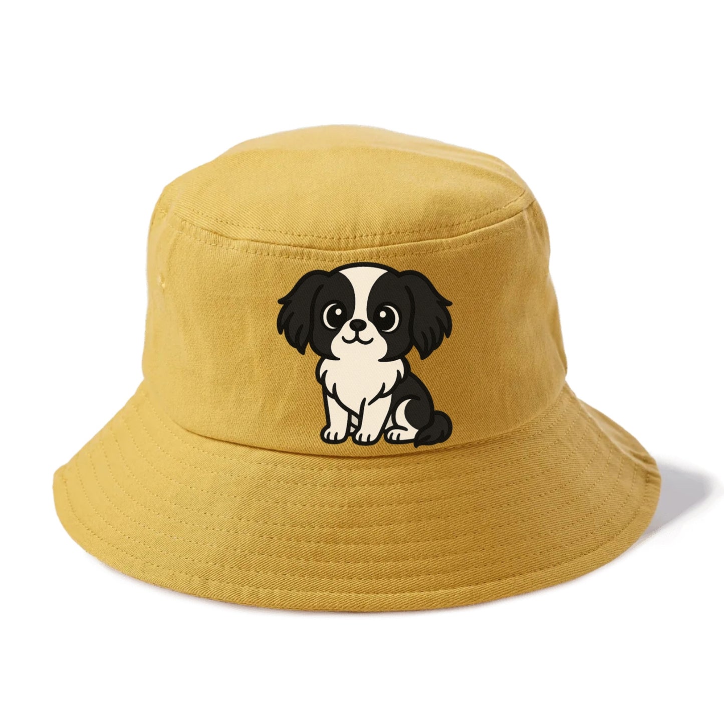 japanese chin black and white sitting pose portrait design Hat