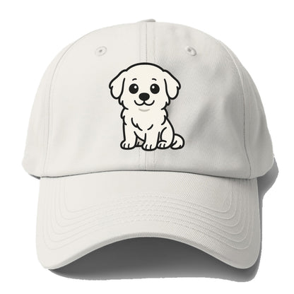 Great Pyrenees White Fluffy Sitting Pose Portrait Design Hat