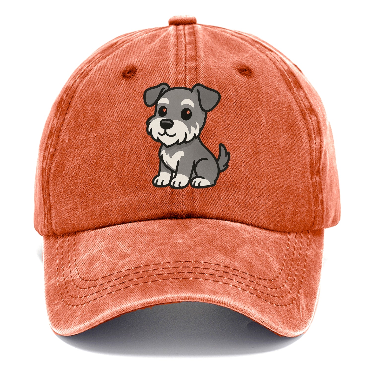 schnoodle gray and white sitting pose portrait design Hat
