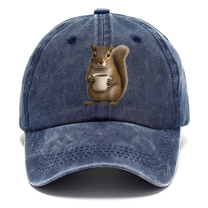 squirrel holding coffee cup art Hat