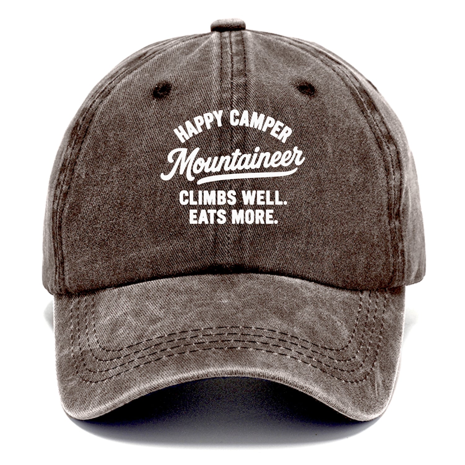 happy camper mountaineer climbing eating Hat