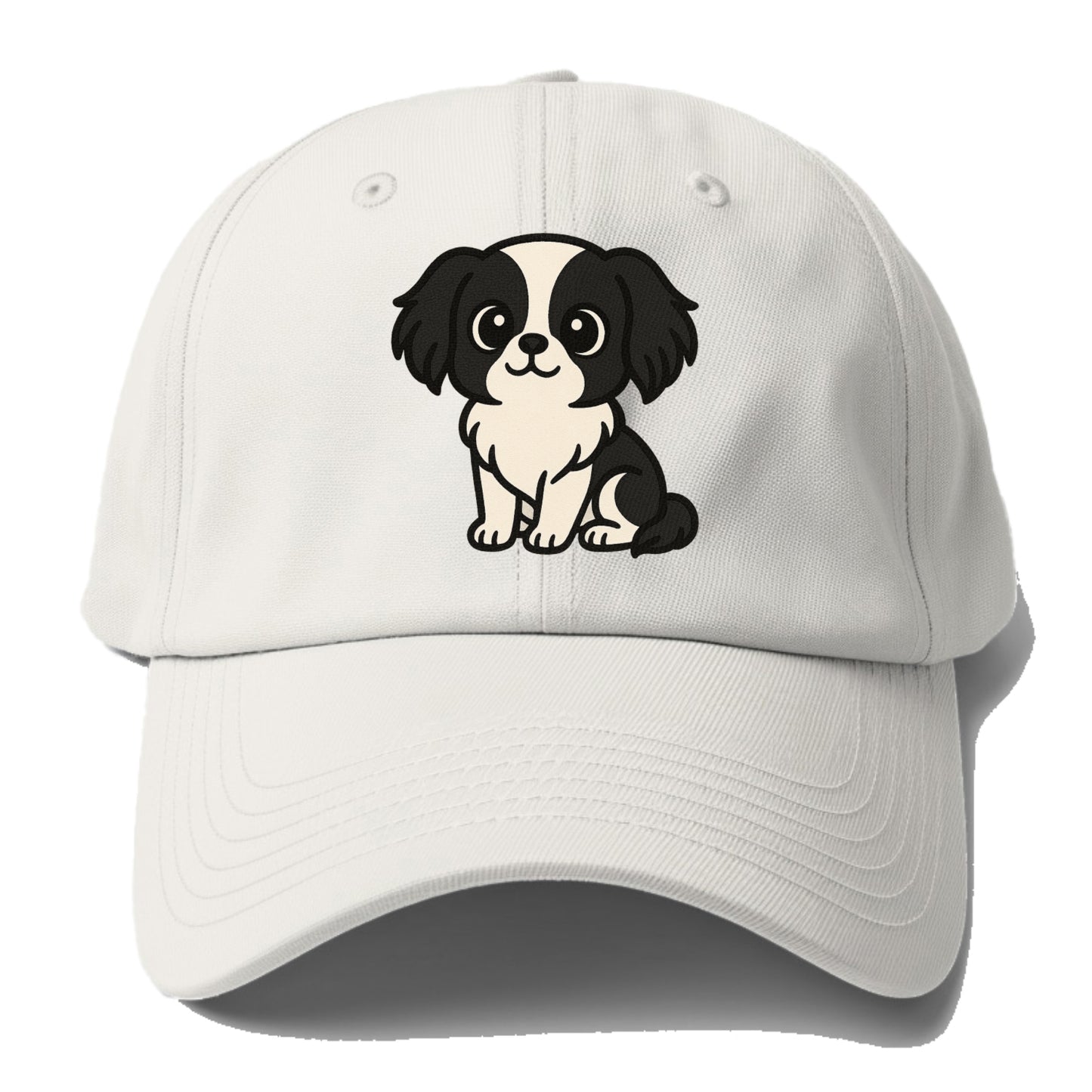 japanese chin black and white sitting pose portrait design Hat