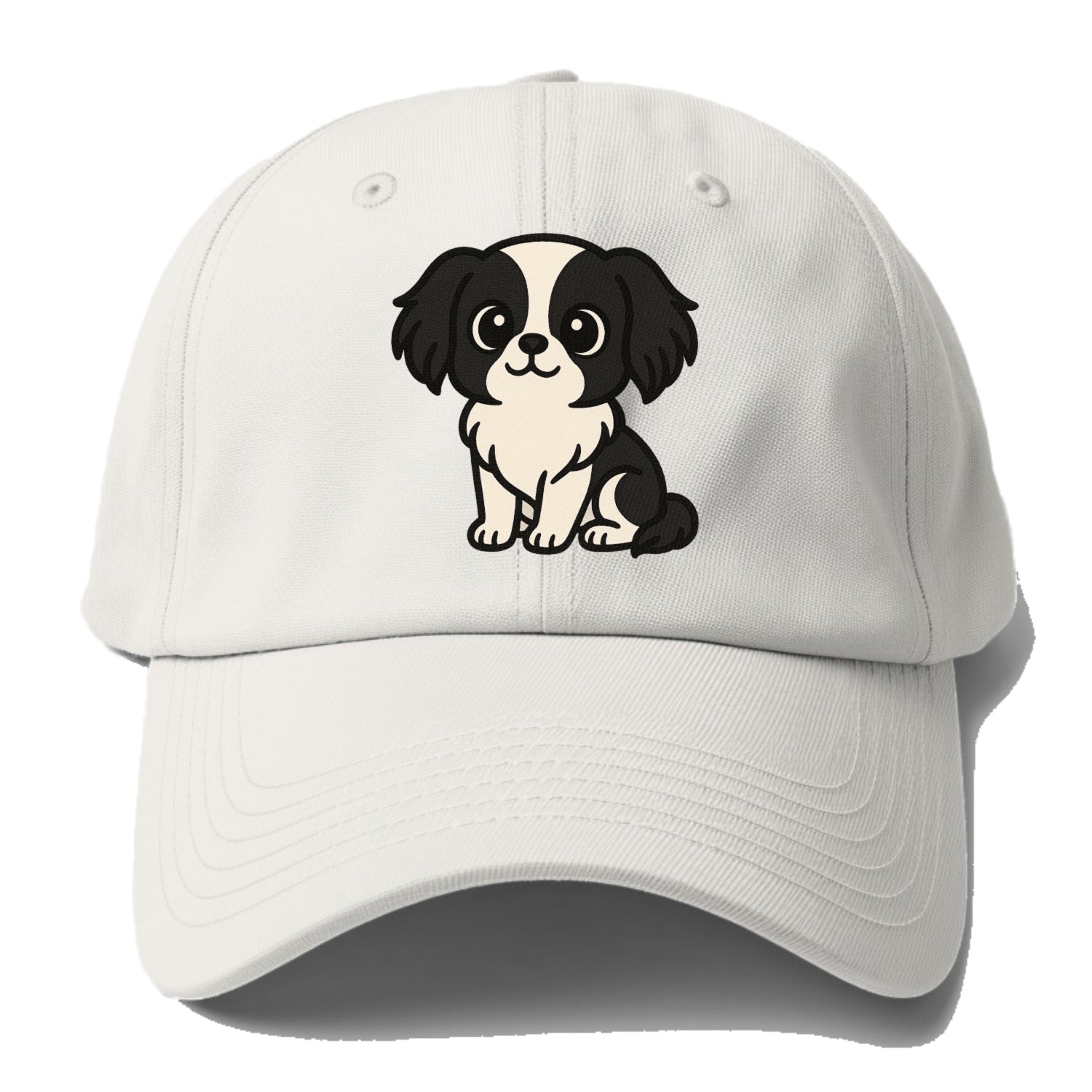 japanese chin black and white sitting pose portrait design Hat