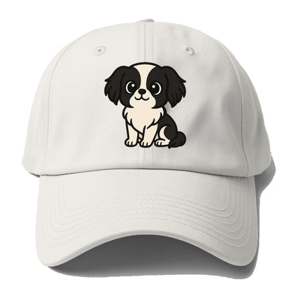 japanese chin black and white sitting pose portrait design Hat