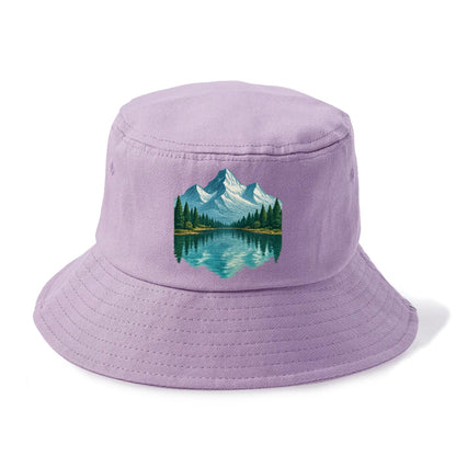 snowy mountain lake reflection design Hat