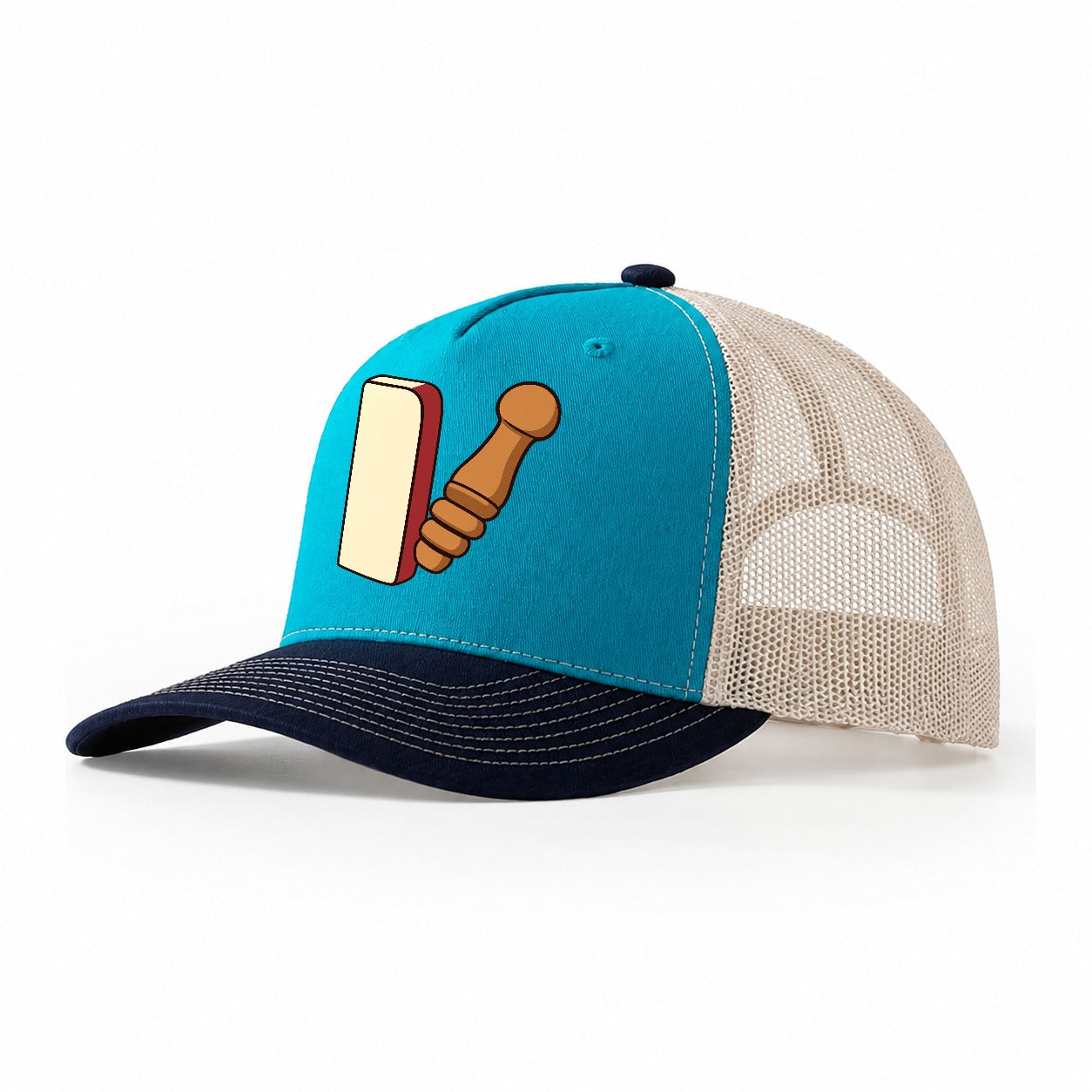 Edge Burnisher Study Leathercraft Trucker Hat – Teal Navy