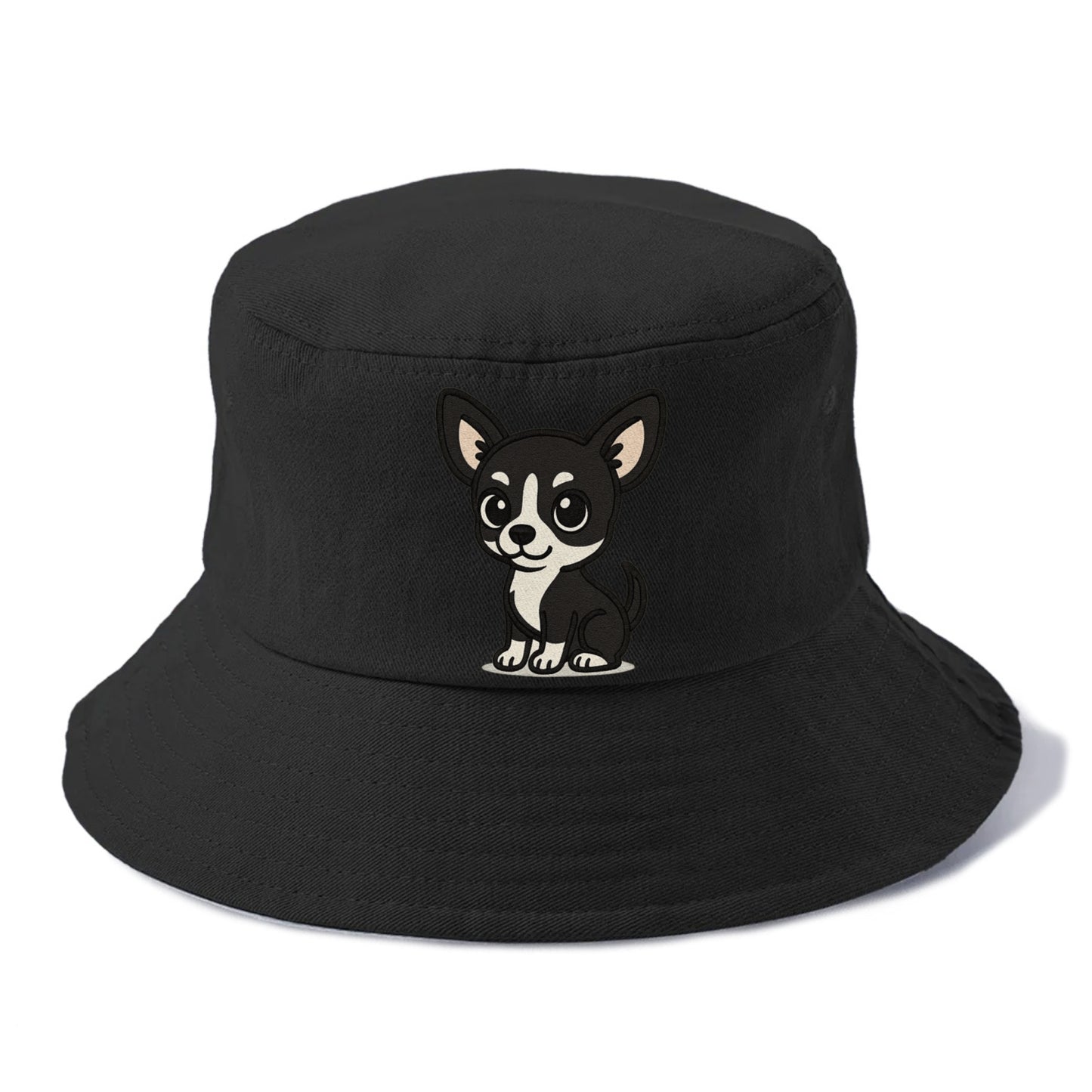 chihuahua black and white sitting pose portrait design Hat