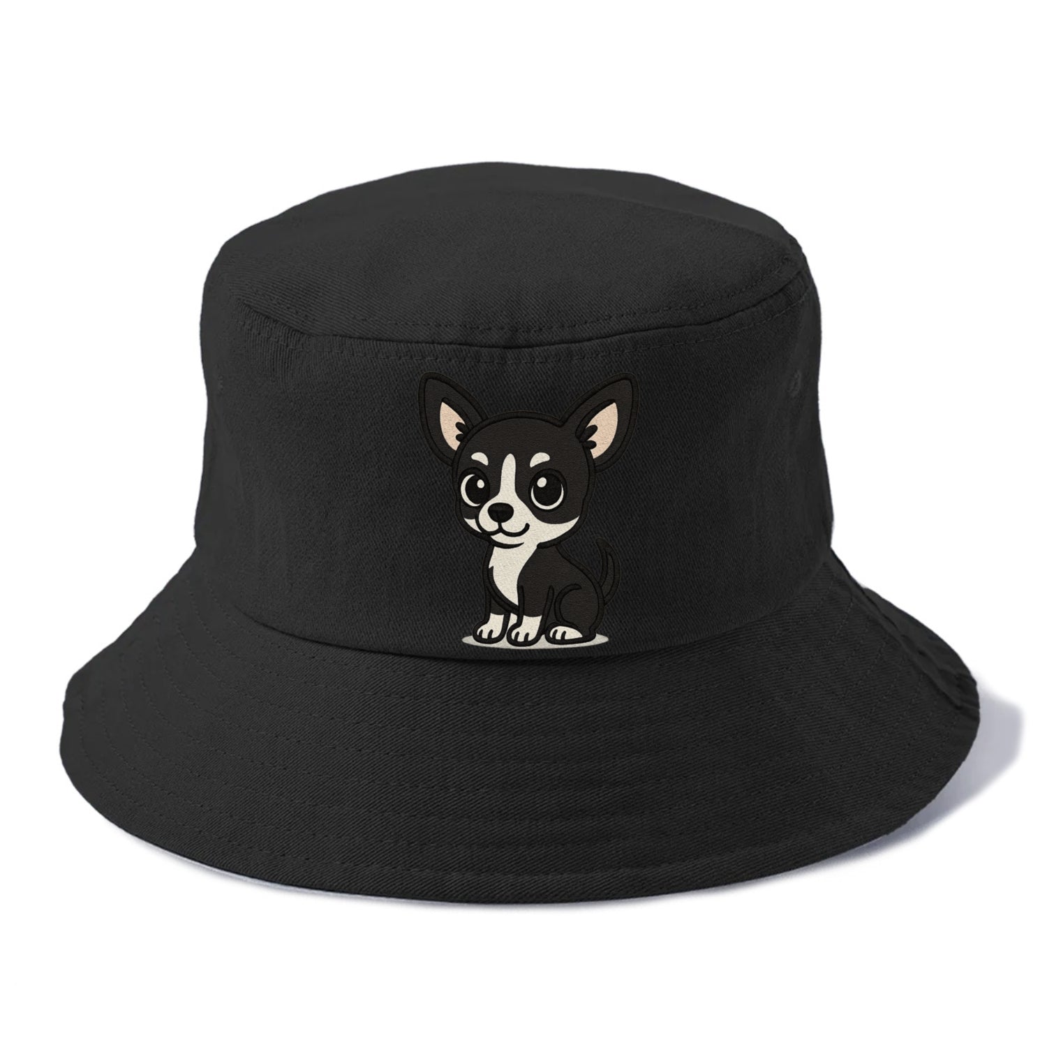 chihuahua black and white sitting pose portrait design Hat
