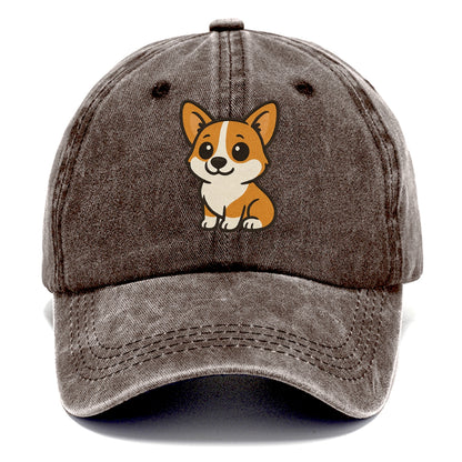 corgi orange and white sitting pose with short legs portrait design Hat