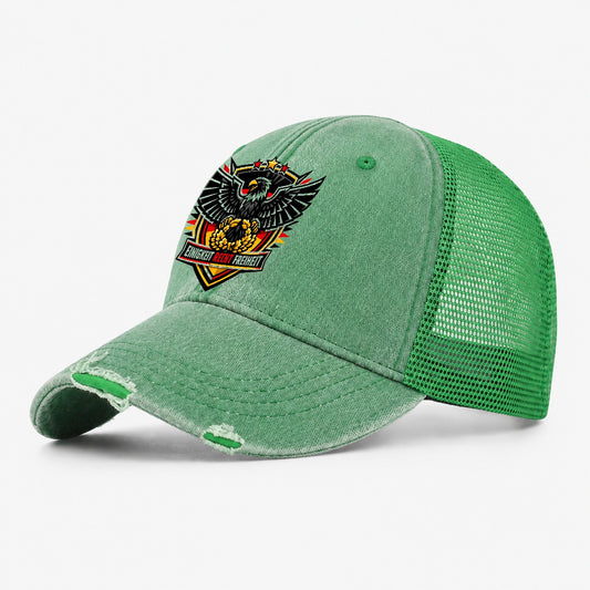 Einigkeit Recht Freiheit Crest Washed Trucker Hat – Ink Green