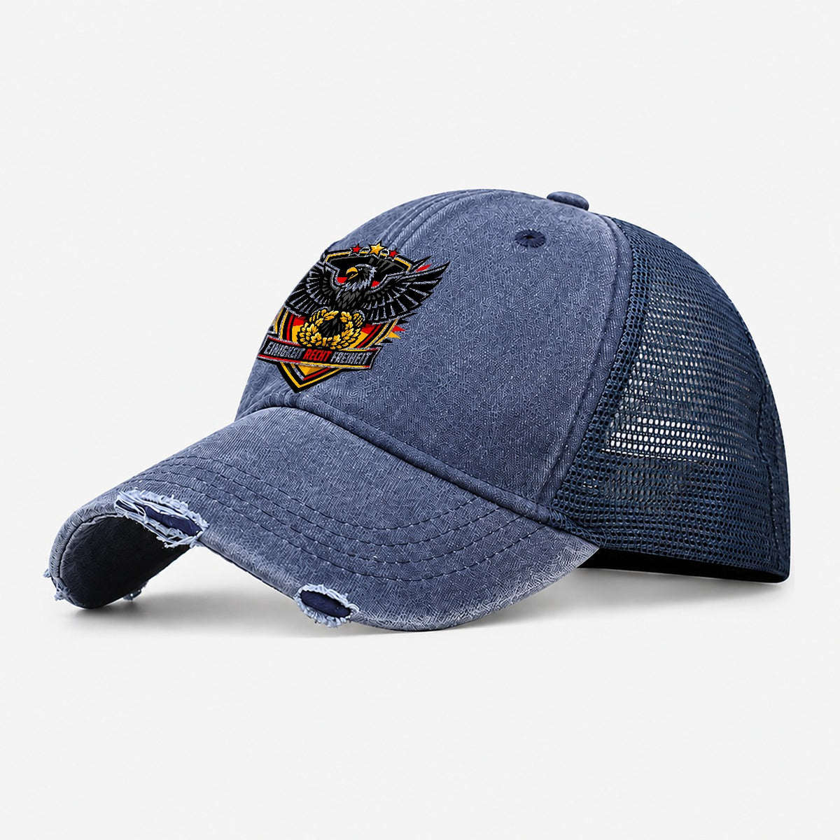 Einigkeit Recht Freiheit Crest Washed Trucker Hat – Navy
