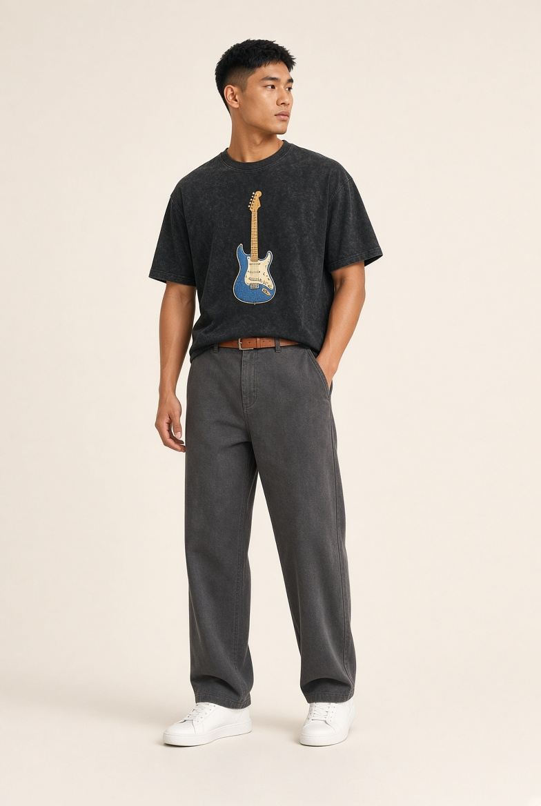 Electric Guitar  - Vintage T-shirt – studio model photo