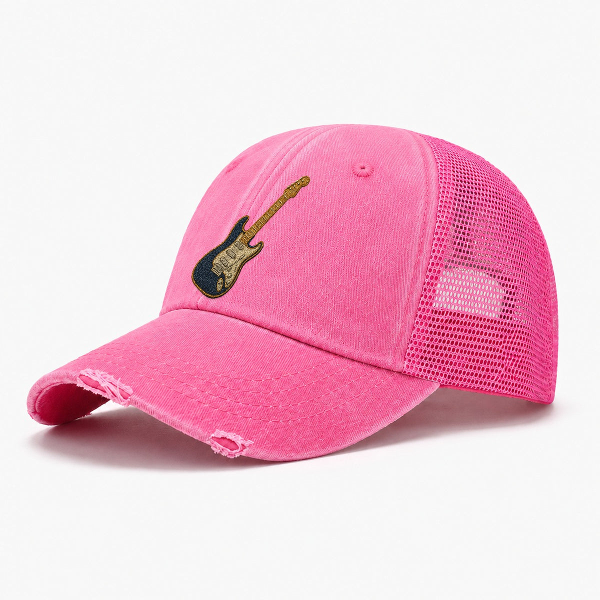 Electric Guitar Washed Trucker Hat – Rose