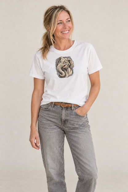 Elephant Expressive Portrait Wild Grin Gallery Classic T-shirt – studio model photo