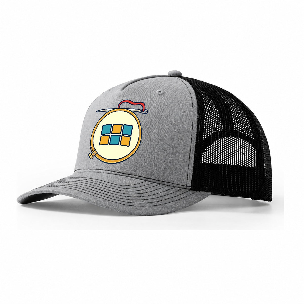 Hoop And Needle And Needlework Trucker Hat – Sport Grey Black