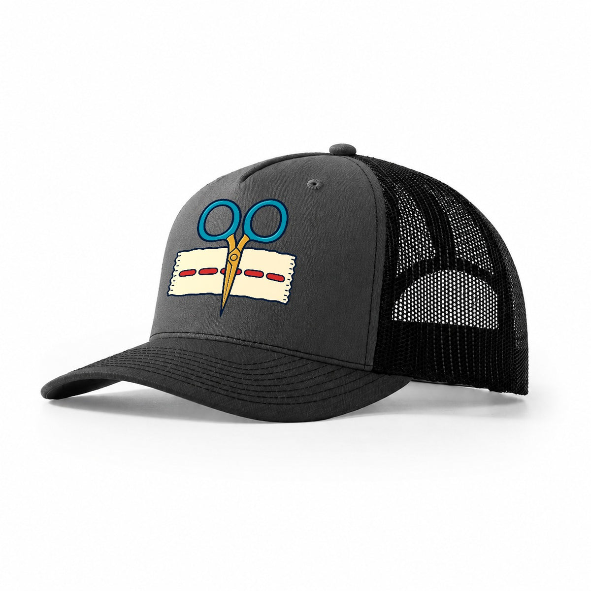 Scissors Study And Needlework Trucker Hat – Dark Grey Black