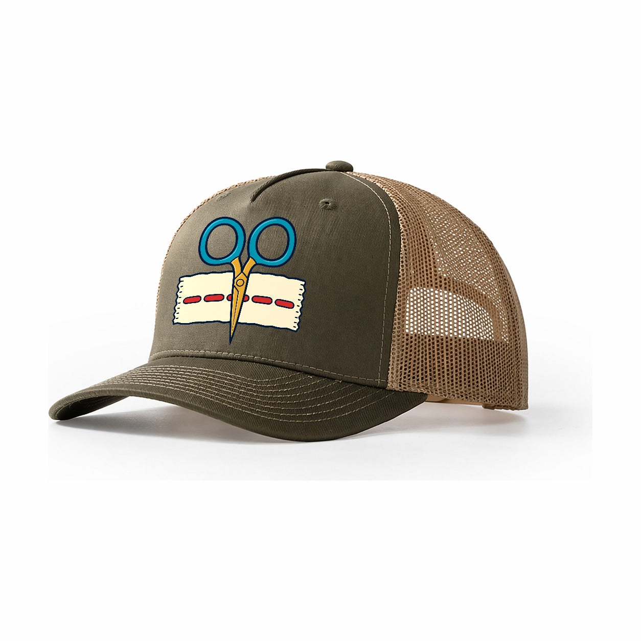 Scissors Study And Needlework Trucker Hat – Olive Khaki