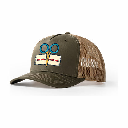 Scissors Study And Needlework Trucker Hat – Olive Khaki