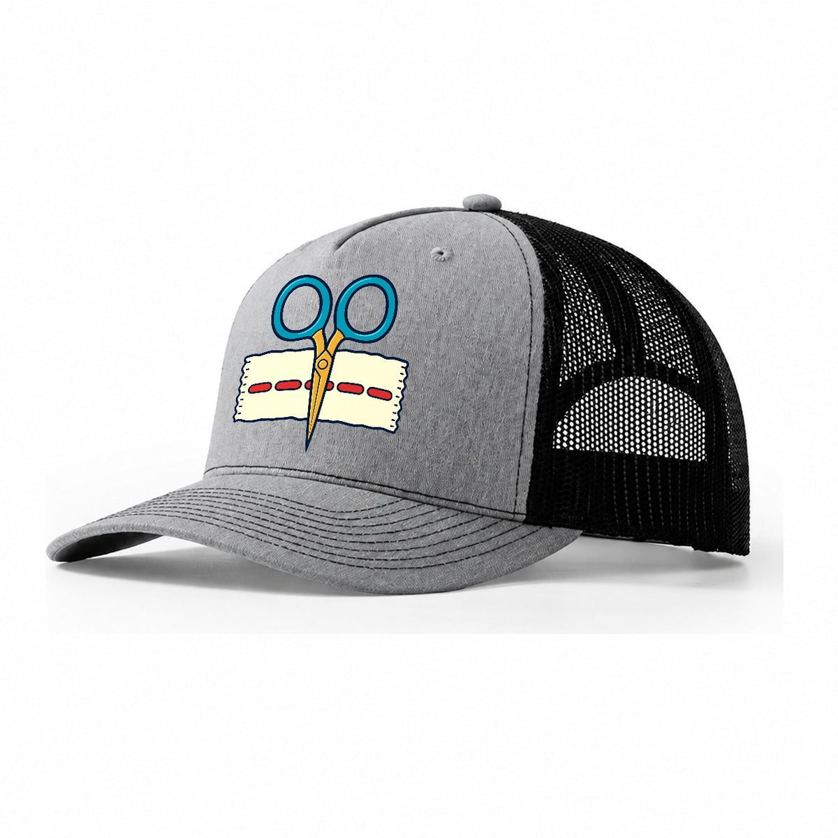 Scissors Study And Needlework Trucker Hat – Sport Grey Black
