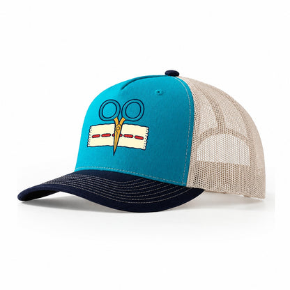 Scissors Study And Needlework Trucker Hat – Teal Navy