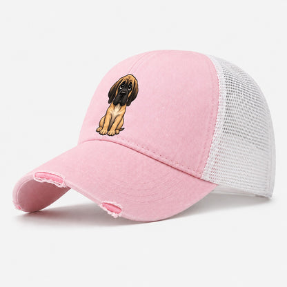 English Mastiff Sitting Sweetheart Washed Trucker Hat – Light Pink