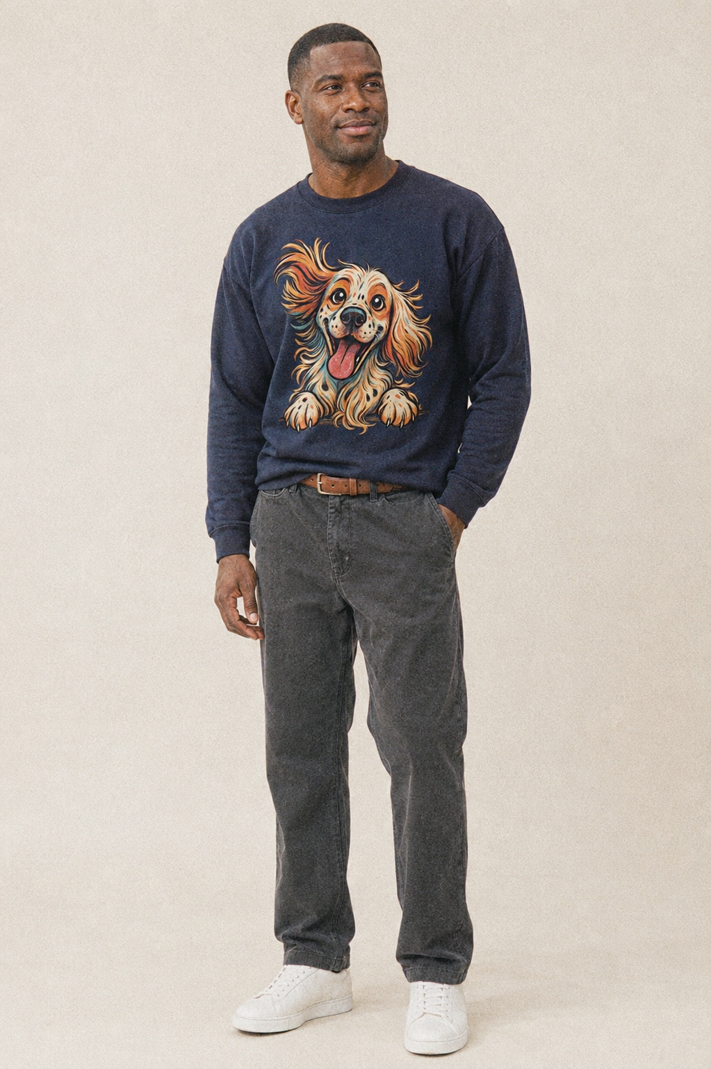 English Springer Spaniel Fleece Sweatshirt – studio model photo