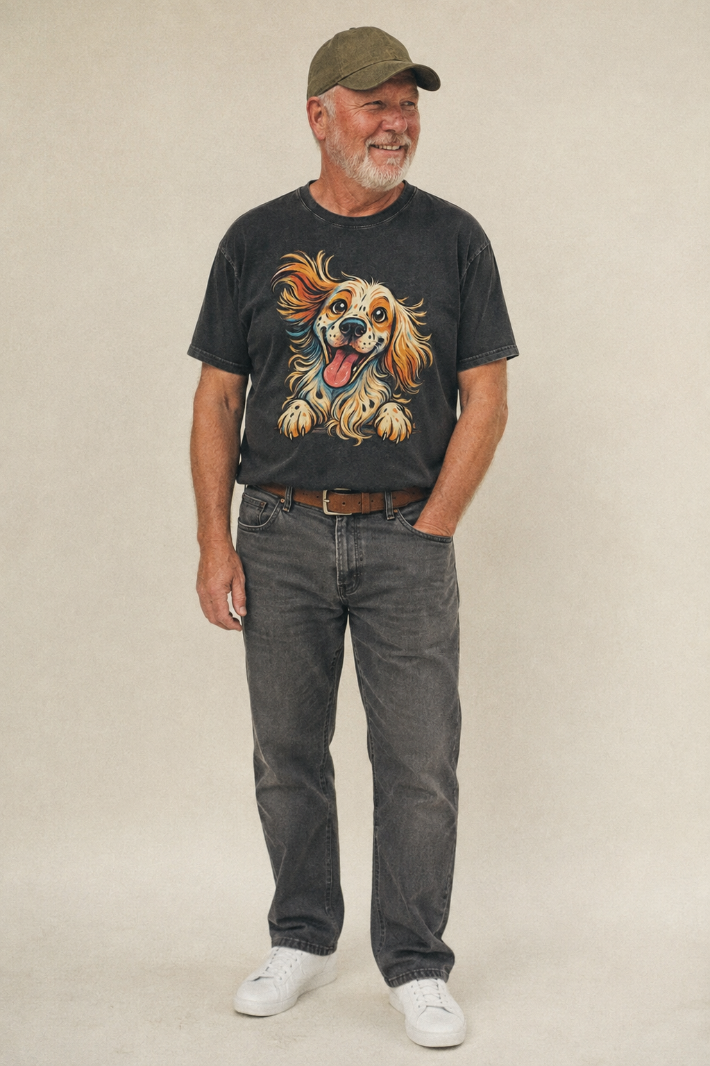 English Springer Spaniel  - Vintage T-shirt – studio model photo