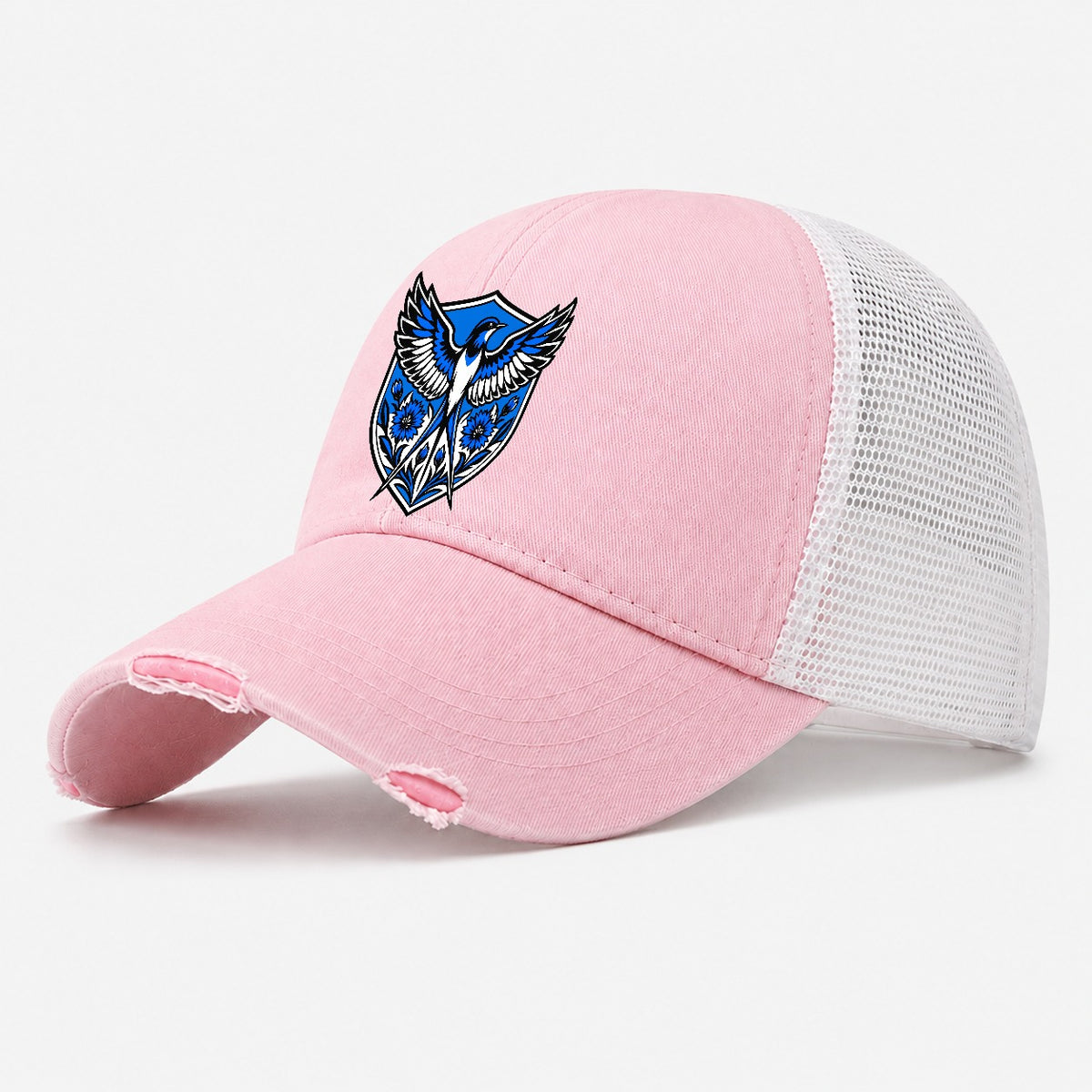 Estonia Minimal Emblem Country Logos Washed Trucker Hat – Light Pink