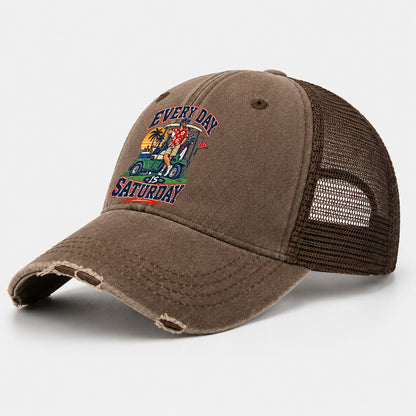 Every Day Is Saturday Golf Life Washed Trucker Hat – Coffee