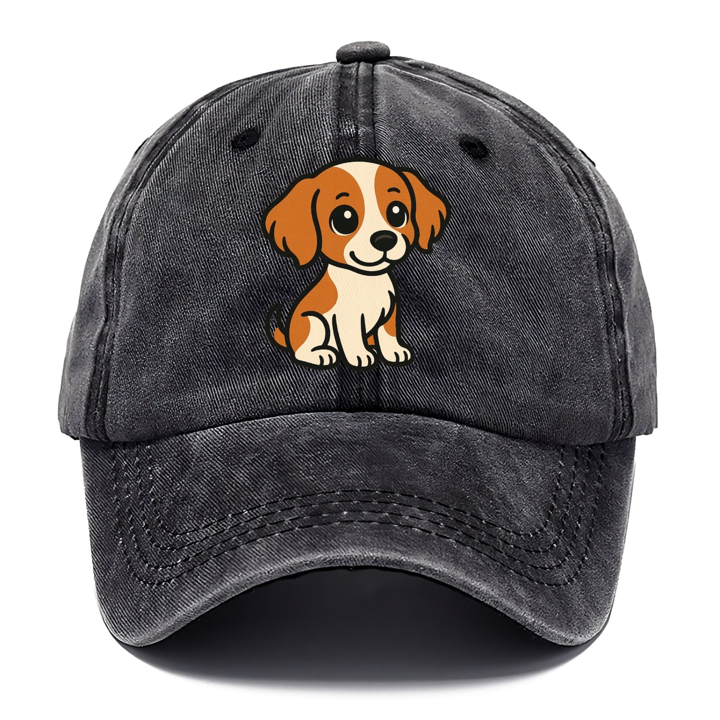 brittany spaniel orange and white sitting pose portrait design Hat