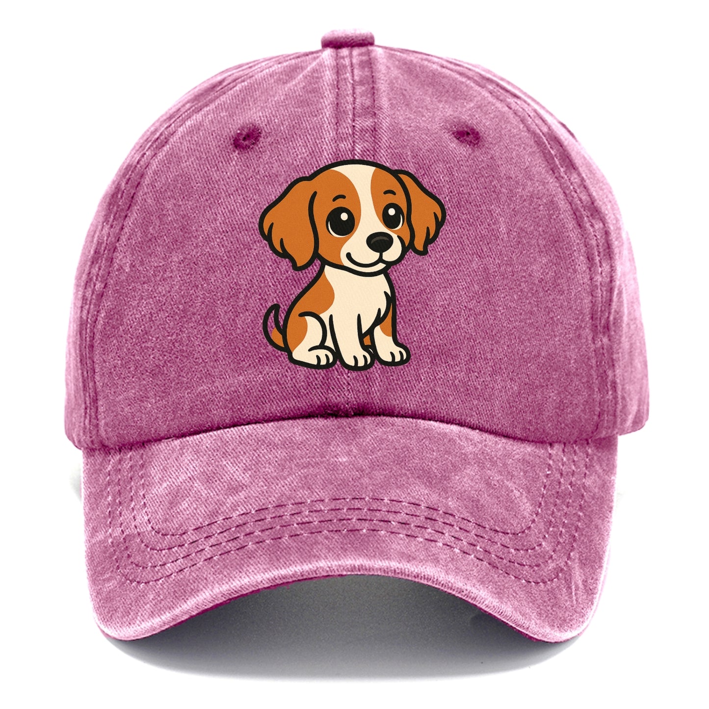 brittany spaniel orange and white sitting pose portrait design Hat