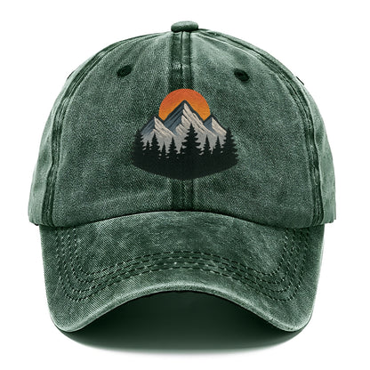 mountain sunset pine forest embroidery Hat