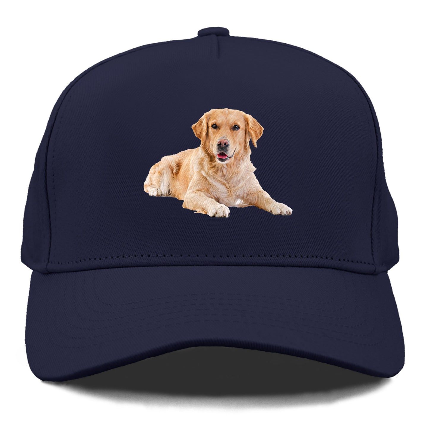 Golden Retriever laying dow Hat