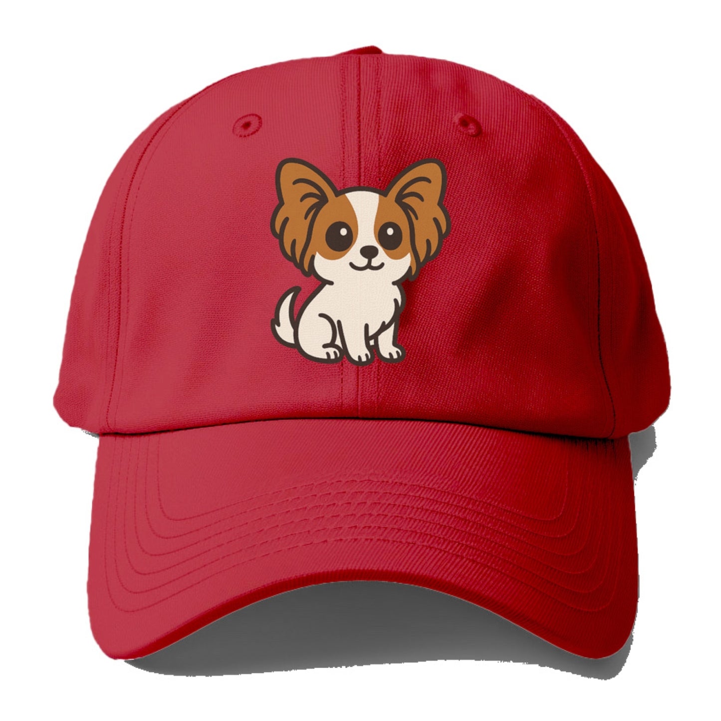 papillon white with brown ears sitting pose portrait design Hat