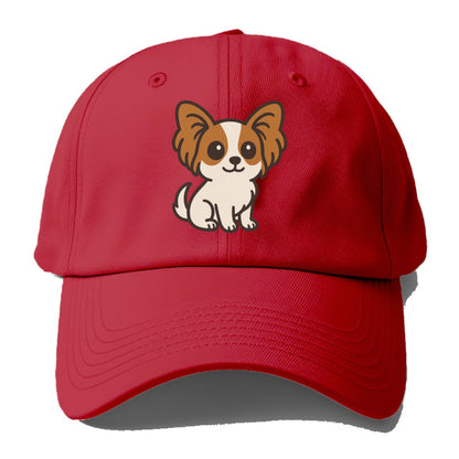 papillon white with brown ears sitting pose portrait design Hat