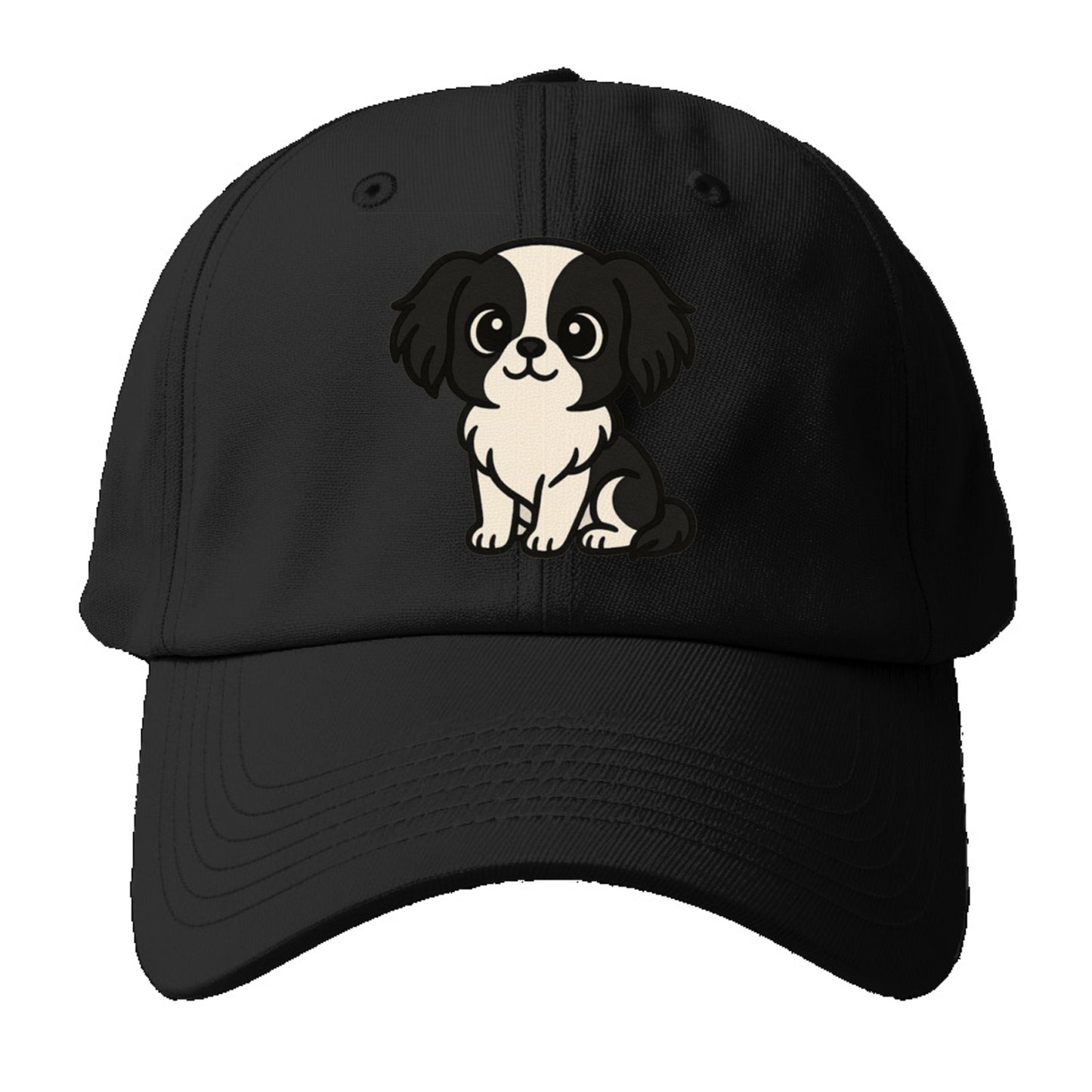 japanese chin black and white sitting pose portrait design Hat