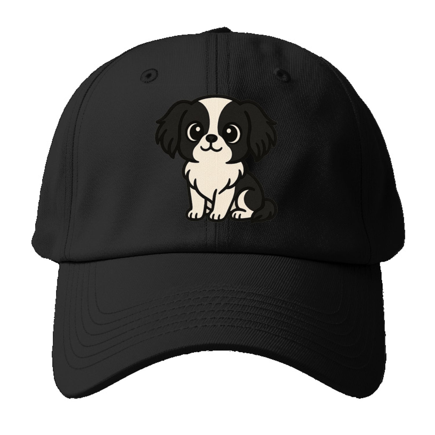 japanese chin black and white sitting pose portrait design Hat
