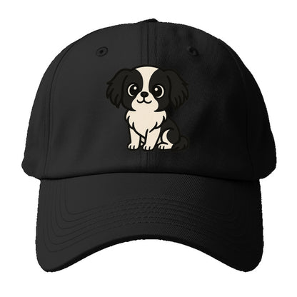 japanese chin black and white sitting pose portrait design Hat