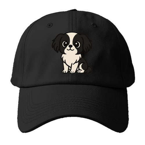 Japanese Chin Black And White Sitting Pose Portrait Design Baseball Cap