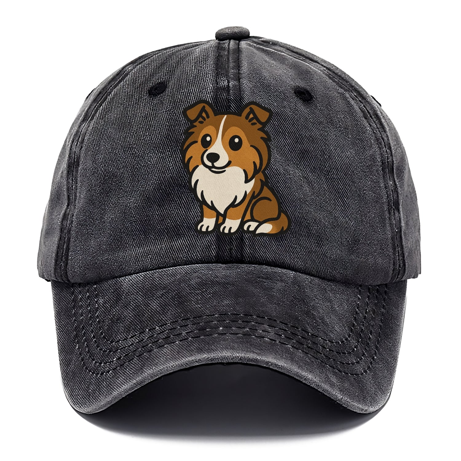 shetland sheepdog sable and white sitting pose portrait design Hat