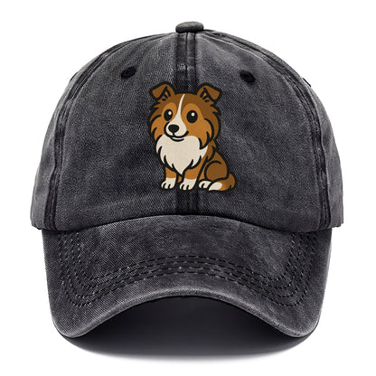 shetland sheepdog sable and white sitting pose portrait design Hat