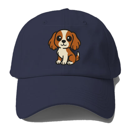 Cavalier King Charles Spaniel Blenheim Colored Sitting Pose Portrait Design Hat