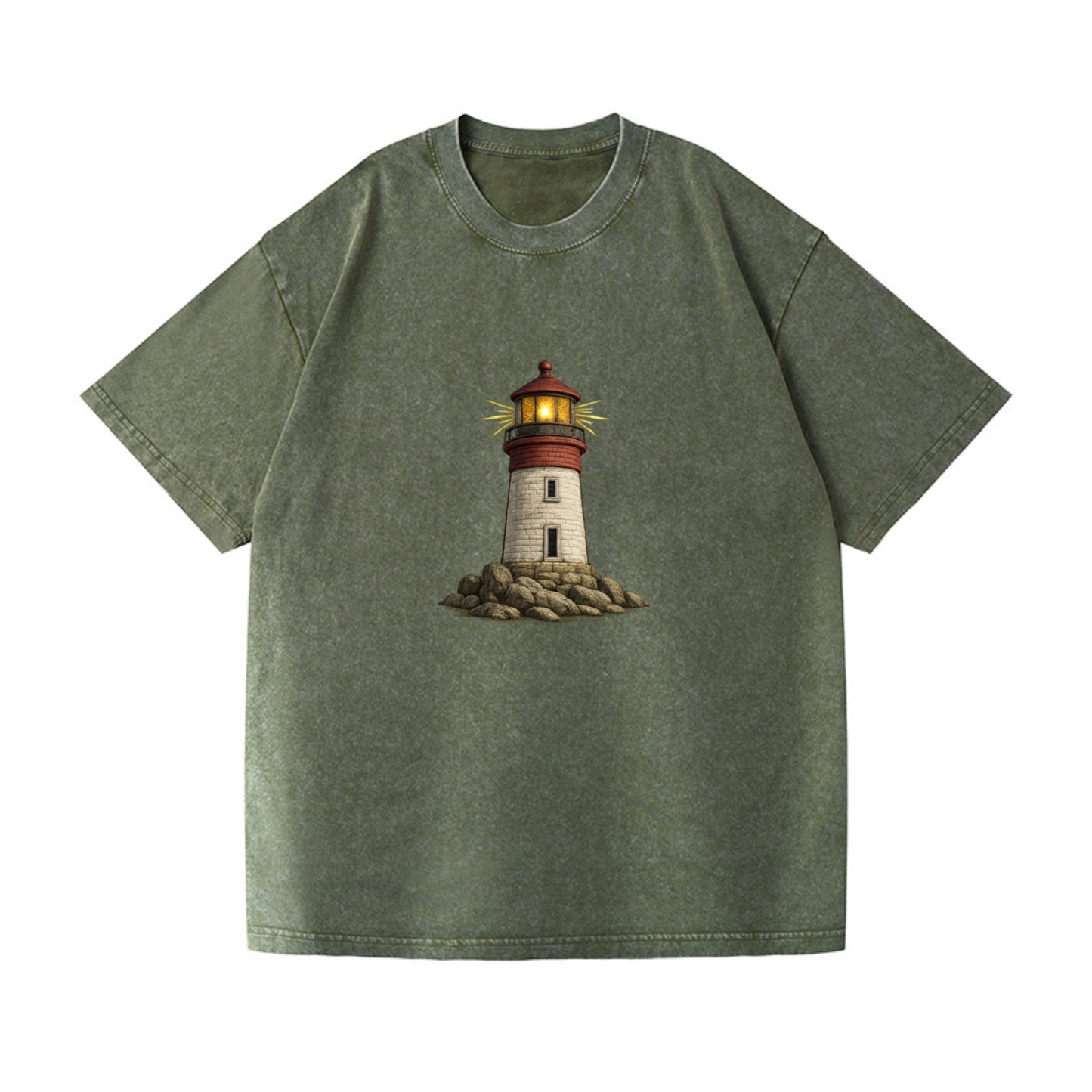 shining lighthouse on a rocky shore Hat