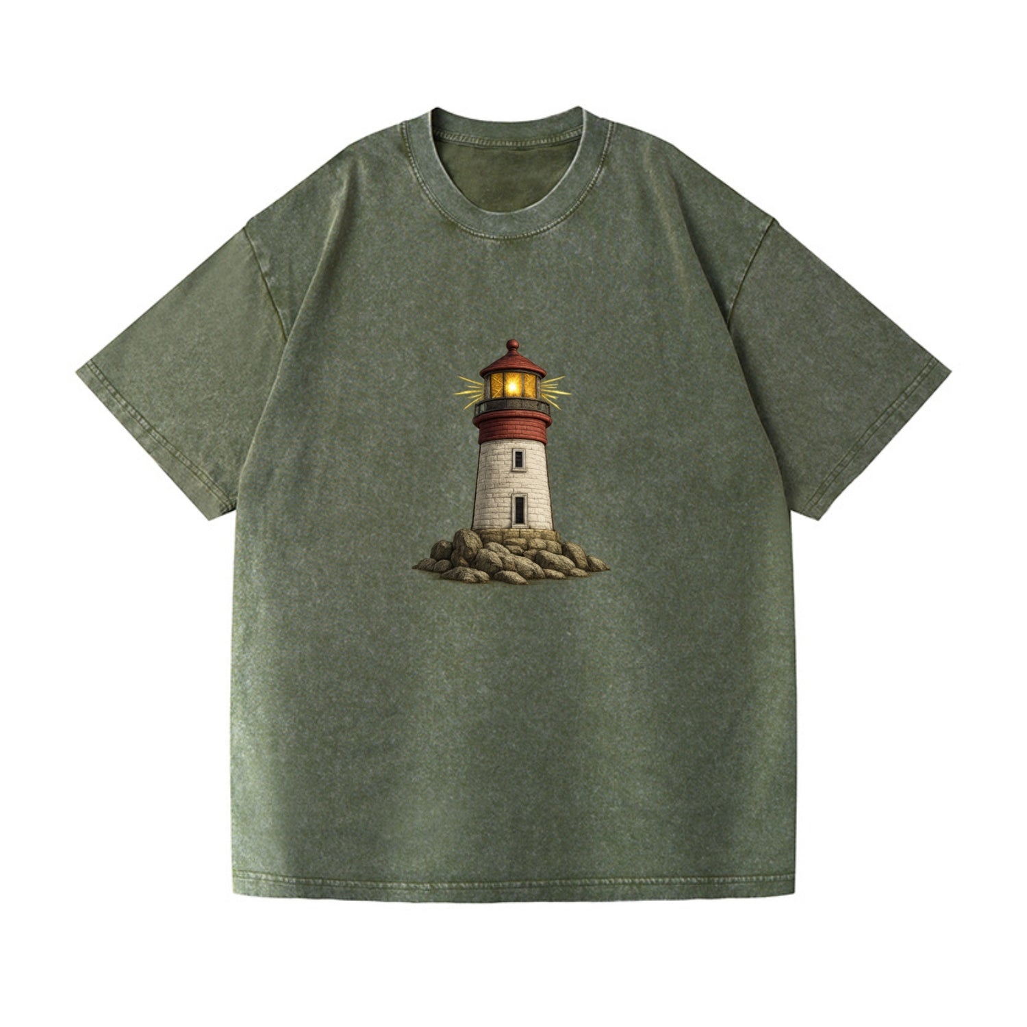 shining lighthouse on a rocky shore Hat