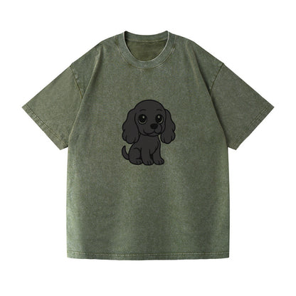 cocker spaniel black sitting pose with long ears portrait design Hat