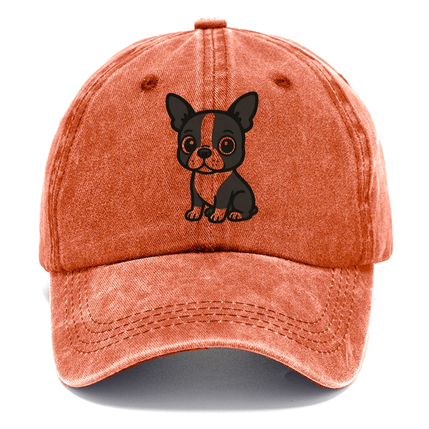 boston terrier black and white sitting pose with tuxedo markings portrait design Hat